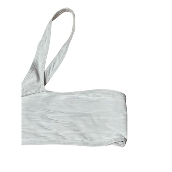 Topshop Bikini Swim Top One Shoulder Asymmetric Cut Out Stretchy White W 8 NWOT - Picture 3 of 8
